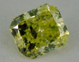 radiant 0.29 Carat fancy intense yellowish green 
